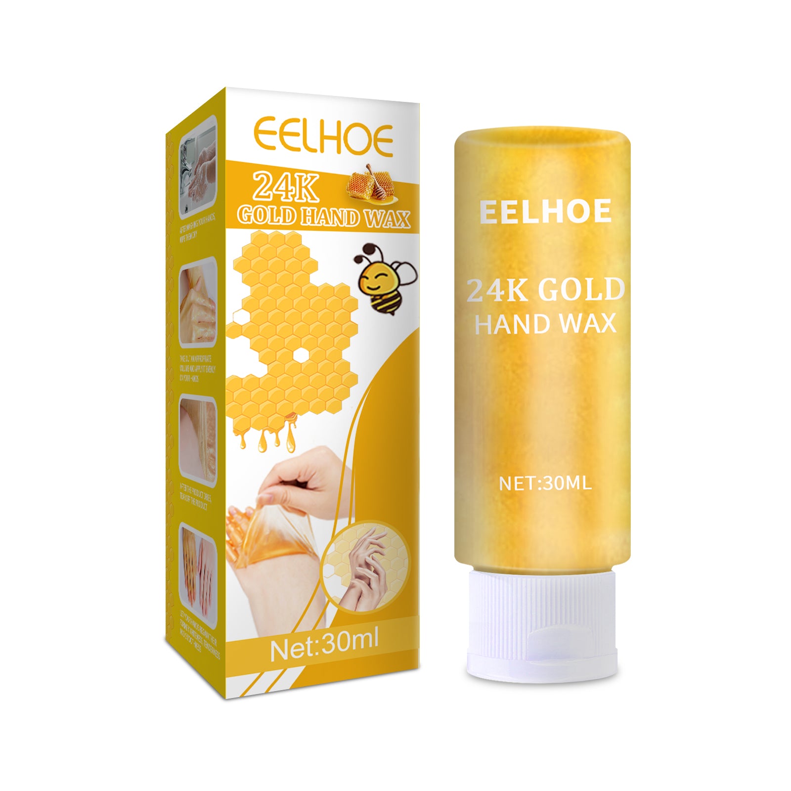 24k Gold Hand Mask, Moisturizing And Exfoliating Delicate Hands Care Honey Hand Mask