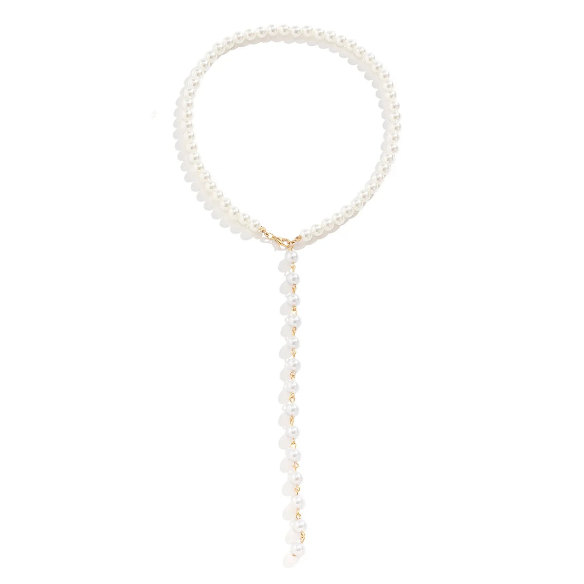 Europe And The United States Jewelry Retro Beaded Chain Beaded Collar Simple Imitation Pearl Fringe Long Niche Necklace