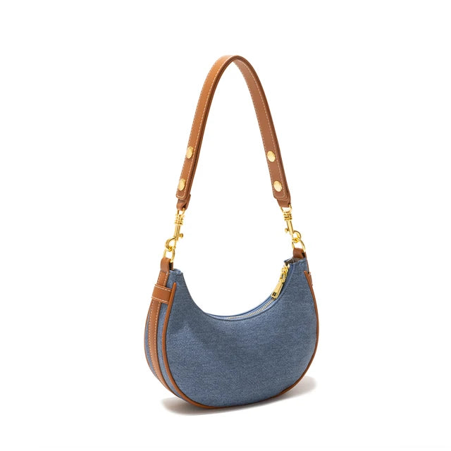 Denim Half Moon Women Hobo Shoulder Purses Luxury Brand Leather Tote Handbag Vintage Sling Crossbody Bag