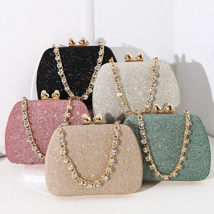Little Love Water Diamond Chain Handheld Crossbody Small Square Bag Celebrity Banquet Handheld Bag