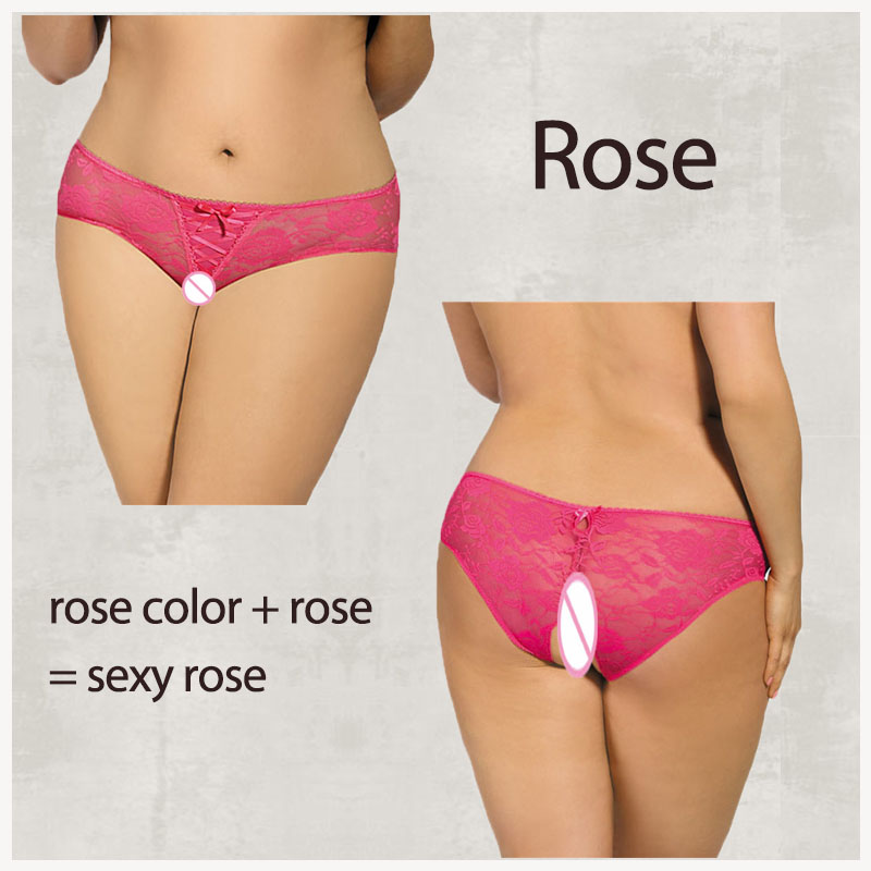 Plus Size 5XL 6XL Women Sexy Hollow Out Low-Rise Lace Strap Lady's Briefs Open Crotch Breathable Panties