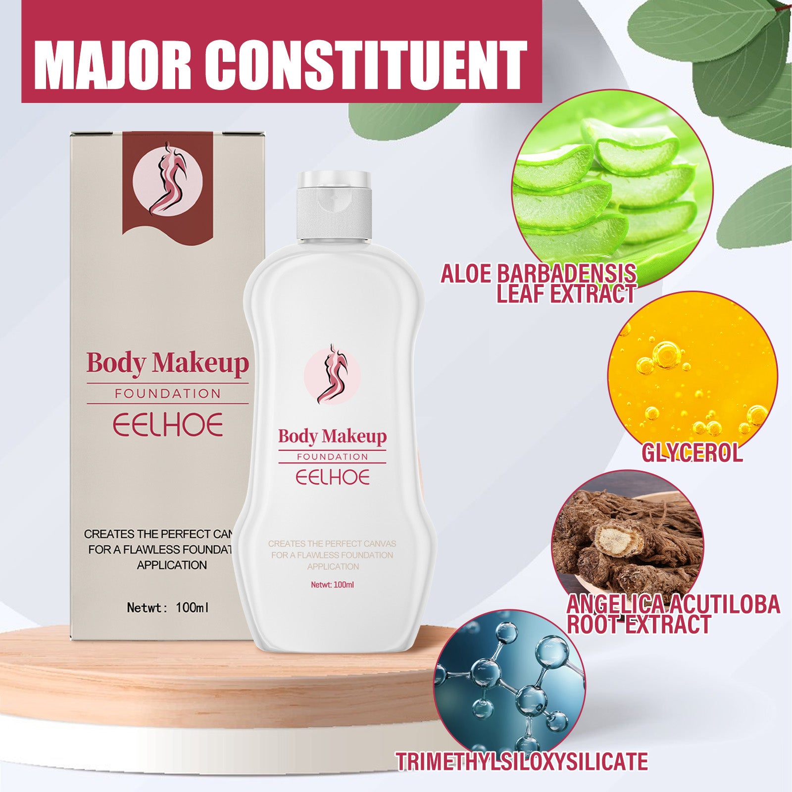 Body Makeup Liquid Foundation, Hide Skin Spots Tattoo Blemishes Natural Set Moisturizing Long-Lasting Foundation