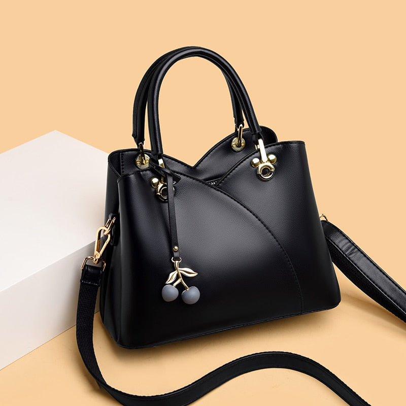 New PU Leather Messenger Bag Ladies Brand Stitching Designer Bag Large Capacity Handbag Exquisite Pendant Shoulder Bag