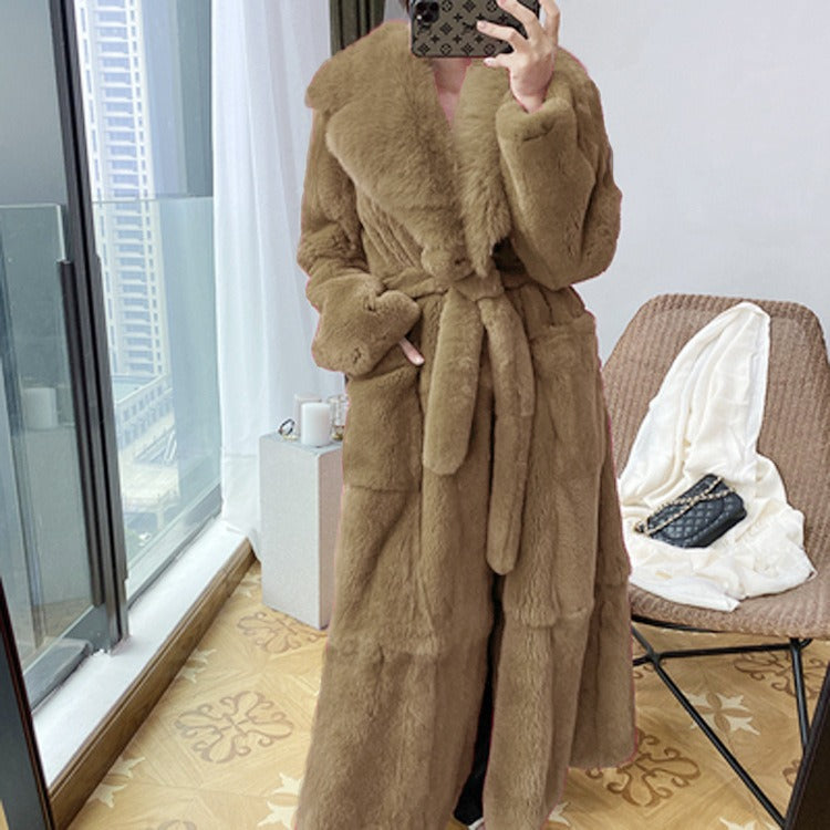 Imitation fur coat women's mid length coat