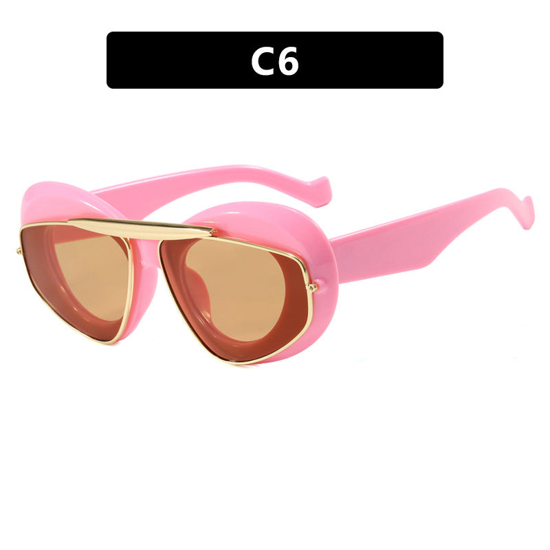 Inflatable bread toad shaped sunglasses, high-end and personalized cat eye sunglasses, internet famous Instagram sunglasses