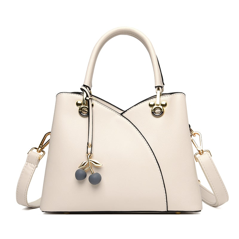 New PU Leather Messenger Bag Ladies Brand Stitching Designer Bag Large Capacity Handbag Exquisite Pendant Shoulder Bag