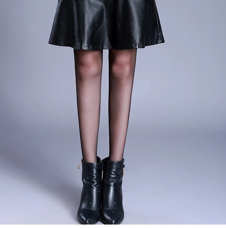 Women Black PU Leather Trumpet Skirt Autumn Winter Office Lady Elegant Chic High Waist Knee Length Bodycon Skirts
