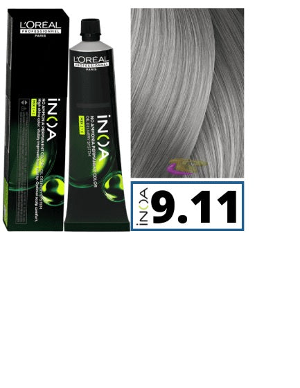 L'oreal Professionnel Inoa Sin Amoniaco 9,11 Rubio Muy Claro Ceniza Profundo 60ml