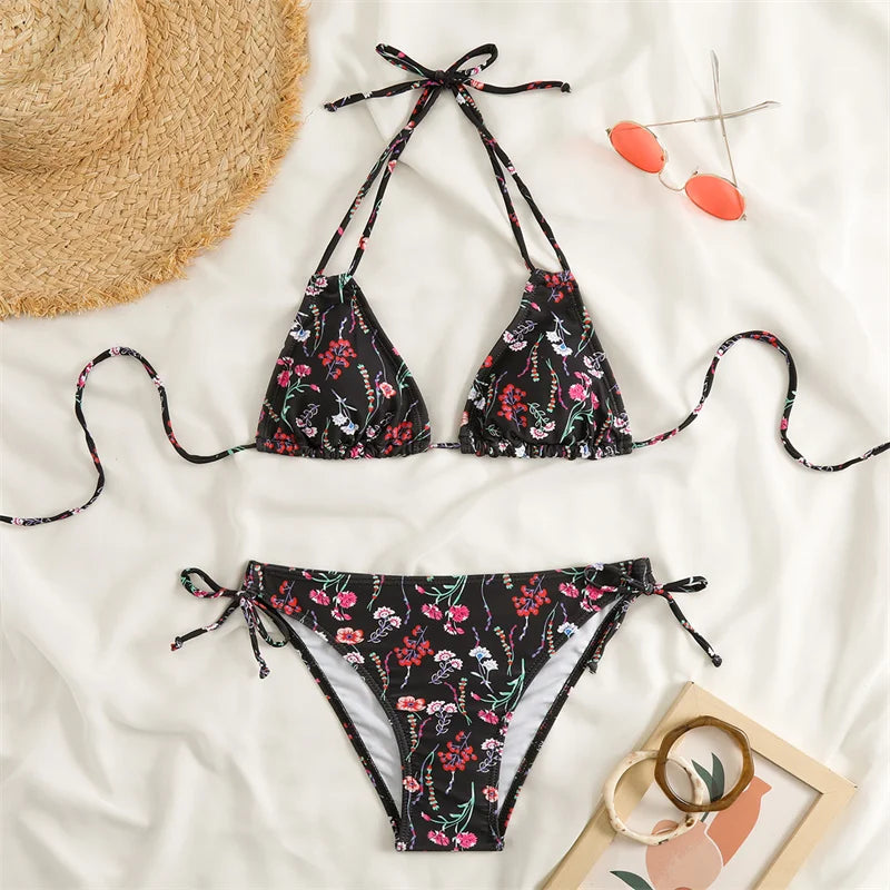 Bikini Women Swimsuit 2023 New Swimwear Sexy Lace Up Bikinis Set Backless Bathing Suit For Female Biquini Summer Two Piece Suits