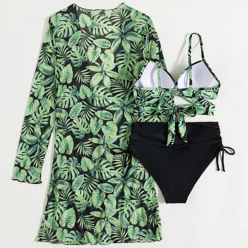 2024 Summer New Bikini Beach Skirt Beach Cover Up Swimsuit Women Ruffle Biquini Bathing Suit Beach Wear Swim Suit