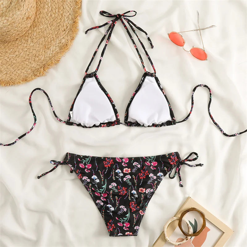 Bikini Women Swimsuit 2023 New Swimwear Sexy Lace Up Bikinis Set Backless Bathing Suit For Female Biquini Summer Two Piece Suits