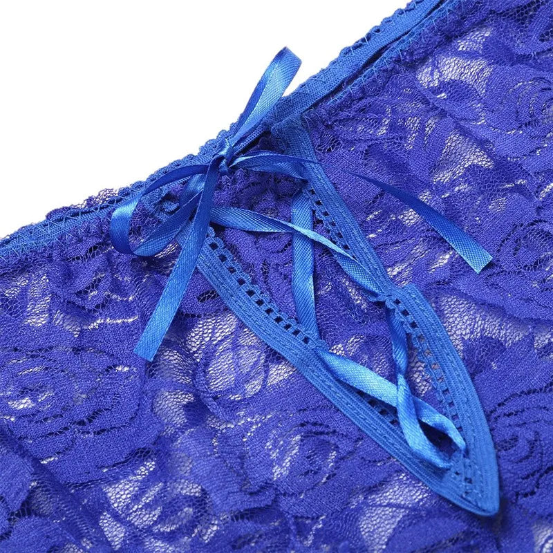 Ohyeahlady Women's Lingerie Crotchless Panties Low-waist Lace Transparent Underwear Strappy Thongs Intimates Femme Erotic Briefs