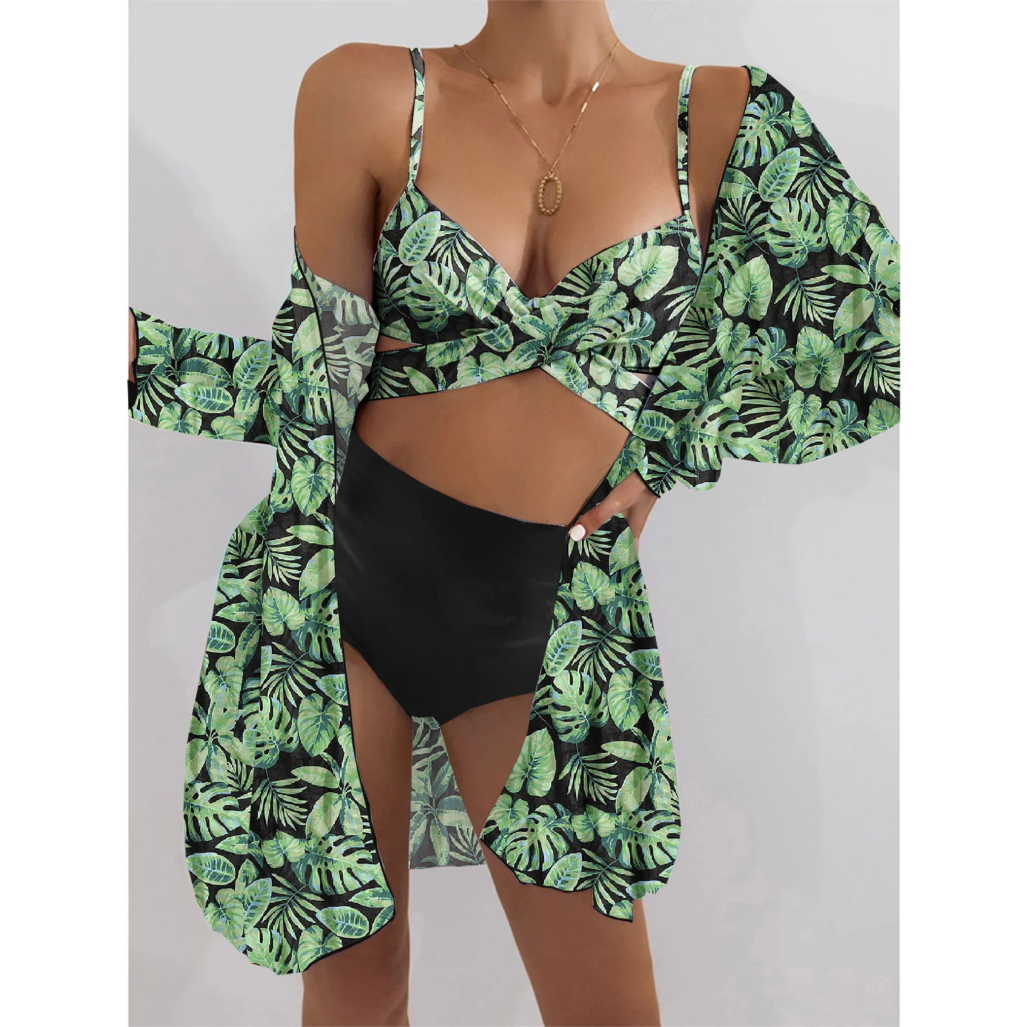 2024 Summer New Bikini Beach Skirt Beach Cover Up Swimsuit Women Ruffle Biquini Bathing Suit Beach Wear Swim Suit