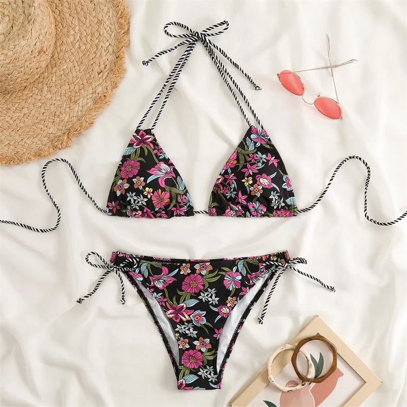 Bikini Women Swimsuit 2023 New Swimwear Sexy Lace Up Bikinis Set Backless Bathing Suit For Female Biquini Summer Two Piece Suits