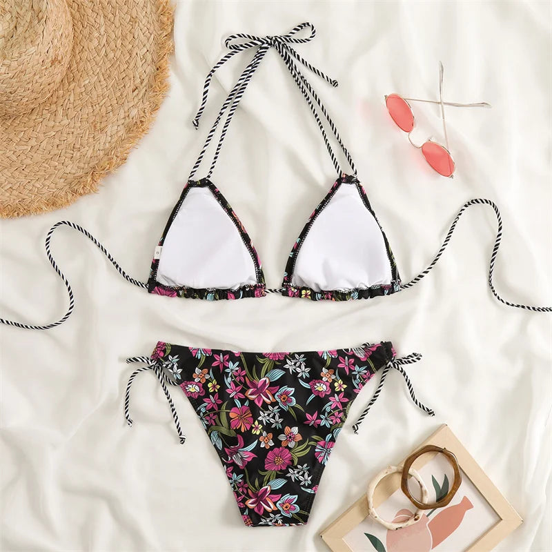 Bikini Women Swimsuit 2023 New Swimwear Sexy Lace Up Bikinis Set Backless Bathing Suit For Female Biquini Summer Two Piece Suits