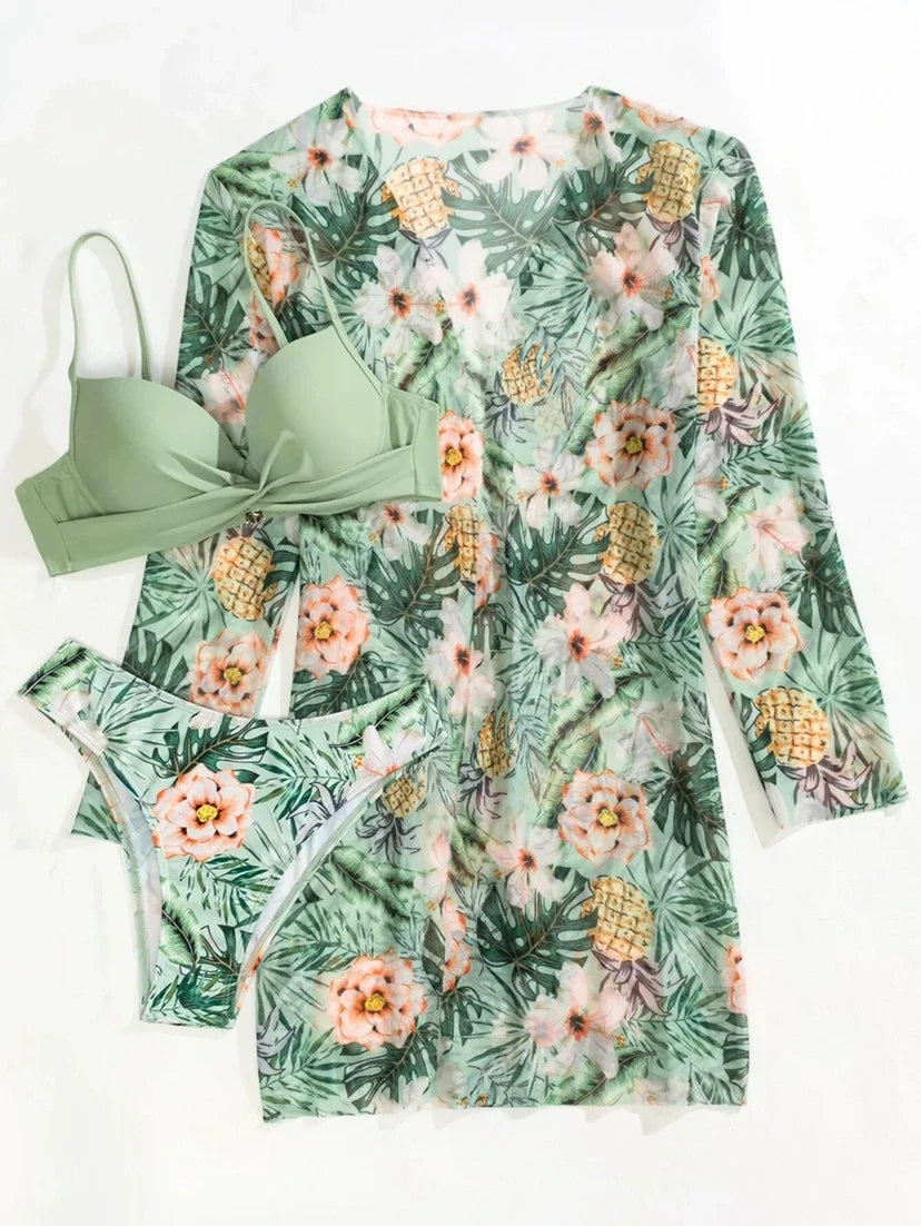 2024 Summer New Bikini Beach Skirt Beach Cover Up Swimsuit Women Ruffle Biquini Bathing Suit Beach Wear Swim Suit
