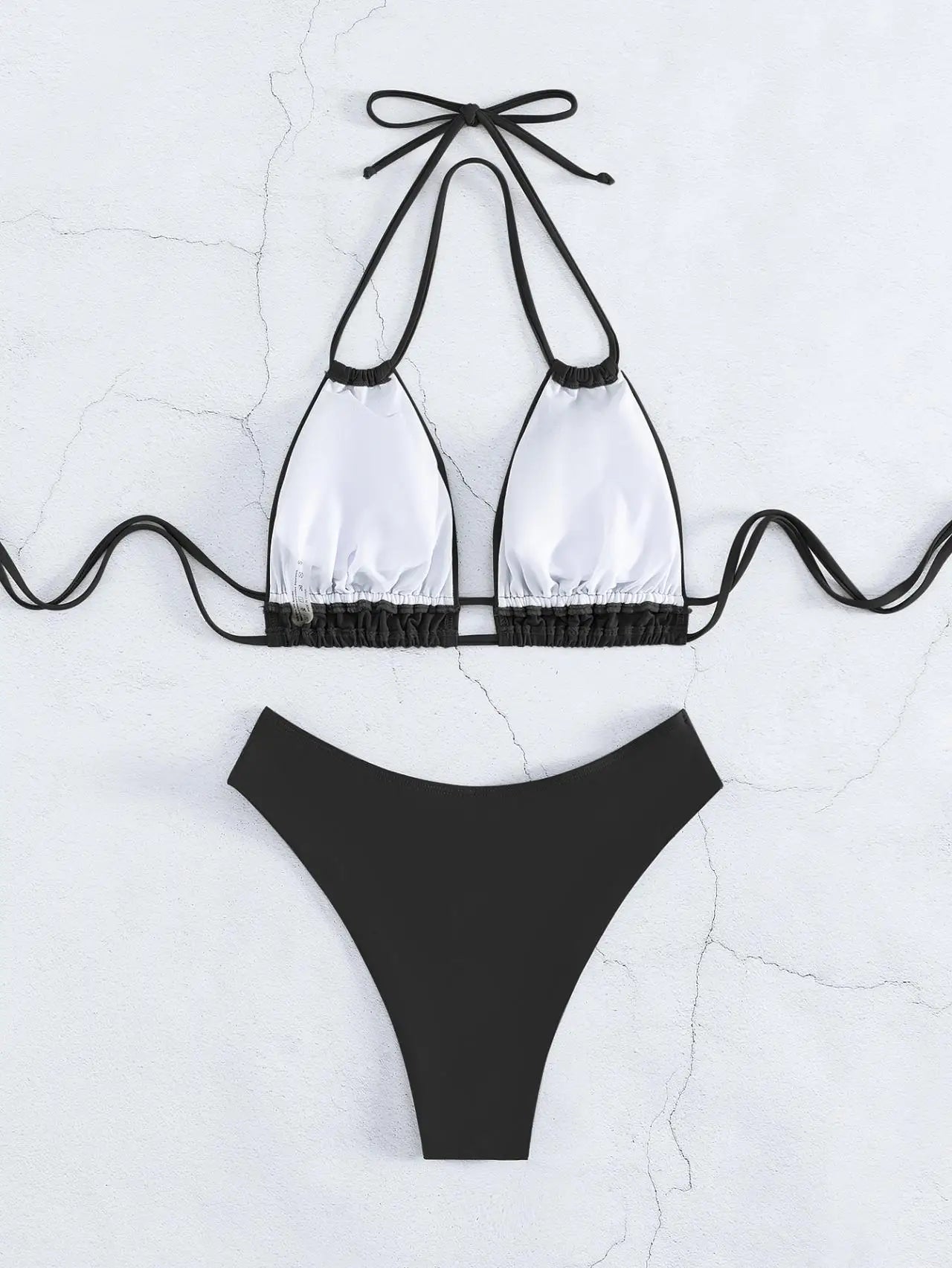 Plus Size Beach Bikini Black Sexy Halter Bikini Push Up Swimsuit 2 Piece Bikini Sets 2023 Summer Women Swimwear Bathing Suits