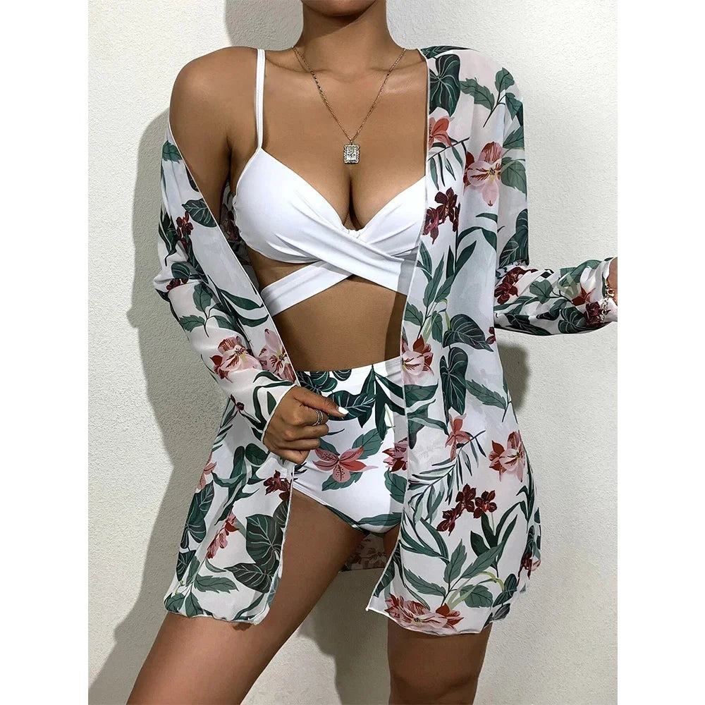 2024 Summer New Bikini Beach Skirt Beach Cover Up Swimsuit Women Ruffle Biquini Bathing Suit Beach Wear Swim Suit