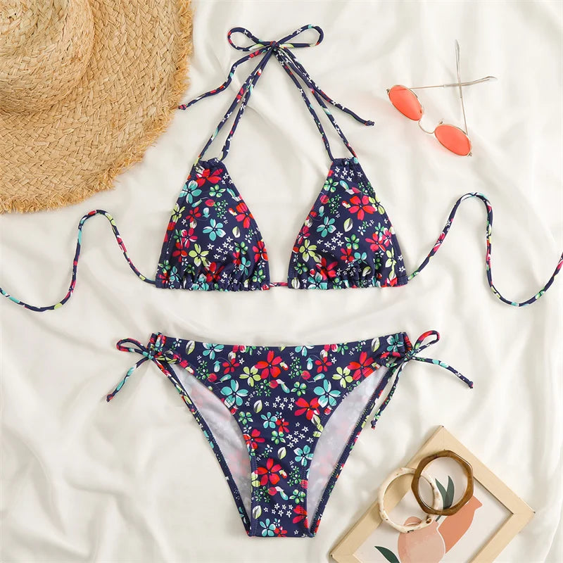 Bikini Women Swimsuit 2023 New Swimwear Sexy Lace Up Bikinis Set Backless Bathing Suit For Female Biquini Summer Two Piece Suits