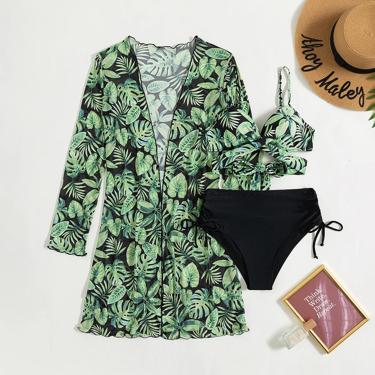 2024 Summer New Bikini Beach Skirt Beach Cover Up Swimsuit Women Ruffle Biquini Bathing Suit Beach Wear Swim Suit