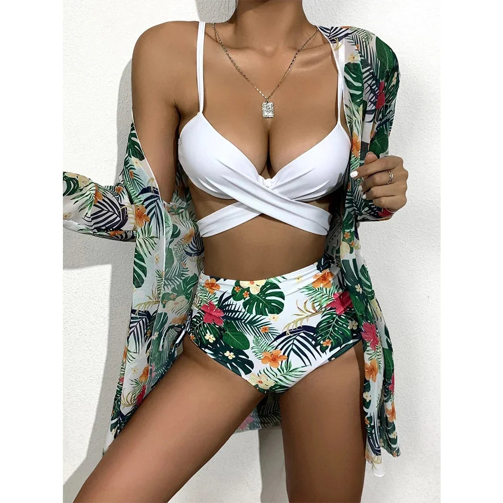 2024 Summer New Bikini Beach Skirt Beach Cover Up Swimsuit Women Ruffle Biquini Bathing Suit Beach Wear Swim Suit