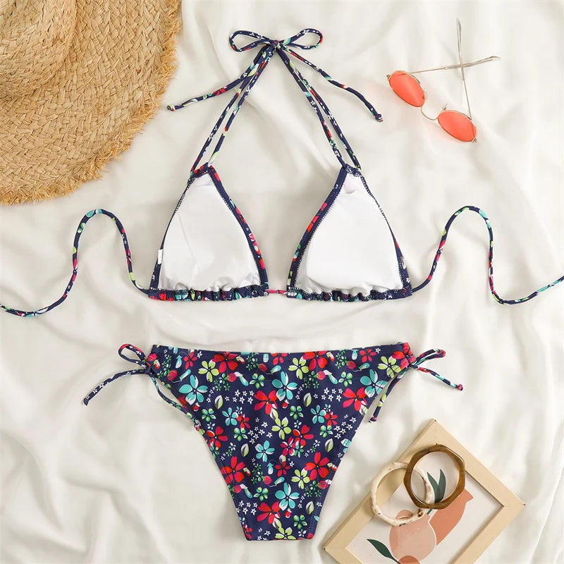 Bikini Women Swimsuit 2023 New Swimwear Sexy Lace Up Bikinis Set Backless Bathing Suit For Female Biquini Summer Two Piece Suits