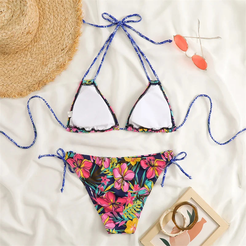 Bikini Women Swimsuit 2023 New Swimwear Sexy Lace Up Bikinis Set Backless Bathing Suit For Female Biquini Summer Two Piece Suits