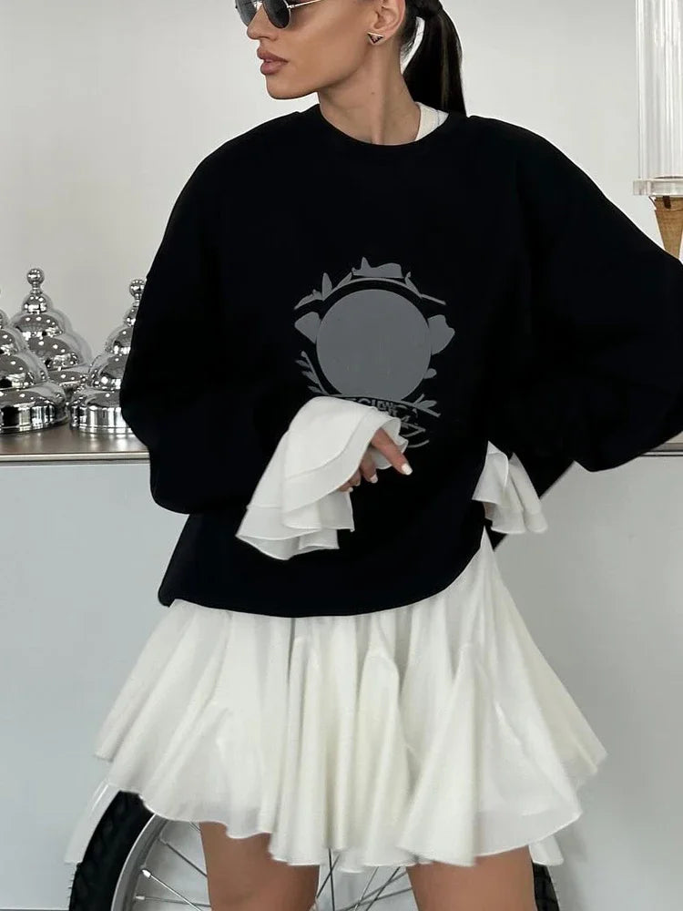 Vintage Street White Mini Skirt A Line High Waist Sexy Fashion Cute Ruffle Black Skirt Elastic Waist Tutu Short Skirts for Women