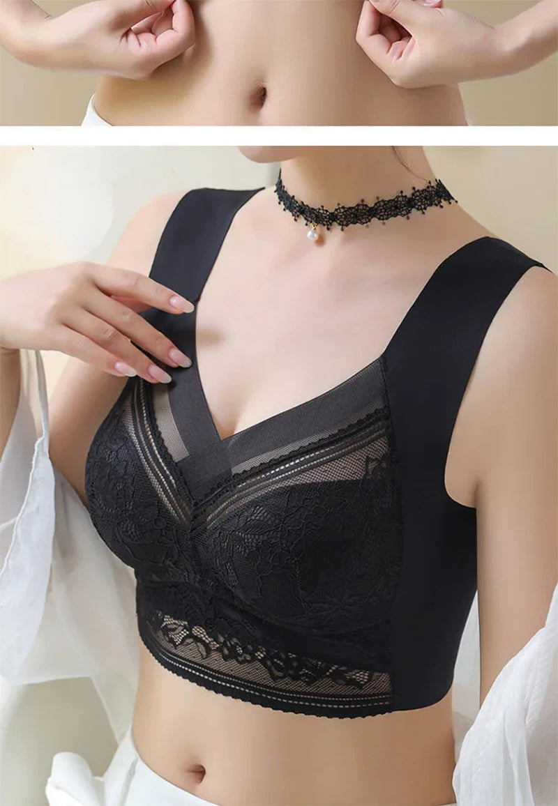L-6L Women Large Bra Push Up Ice Silk Seamless upper Bralette Lace Wireless Summer Bras Plus Size Top Lingerie Underwear 15019