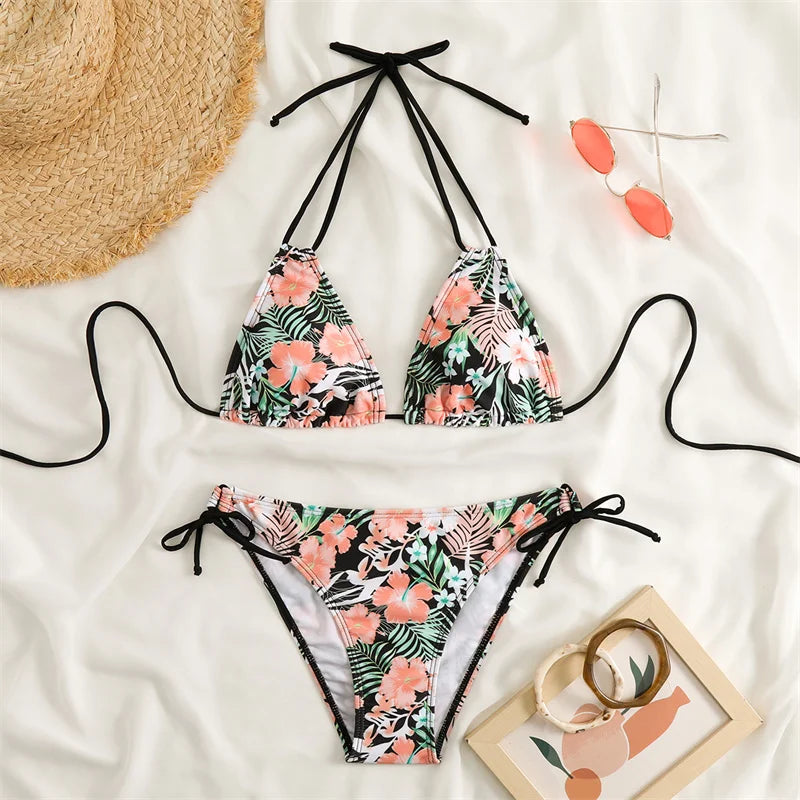 Bikini Women Swimsuit 2023 New Swimwear Sexy Lace Up Bikinis Set Backless Bathing Suit For Female Biquini Summer Two Piece Suits