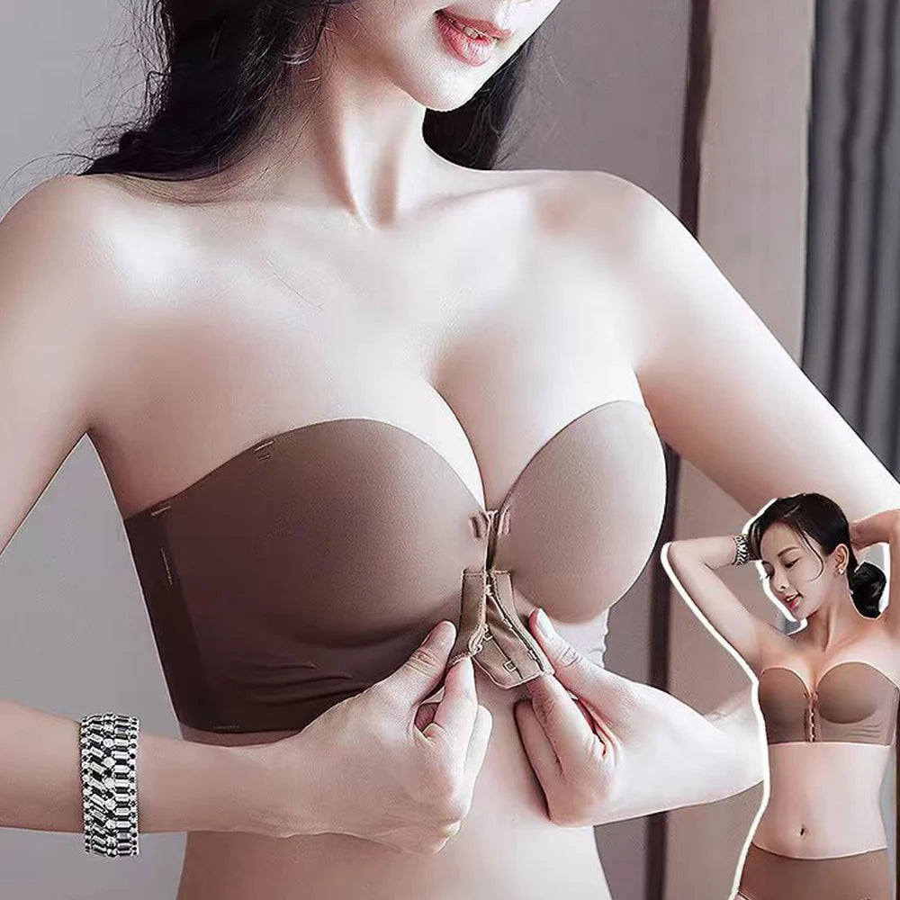 Sexy Seamless Bra Invisible Strapless Bras Anti-slip Front Buckle Small Breast Push Up Wireless Female Lingerie Women Underwear