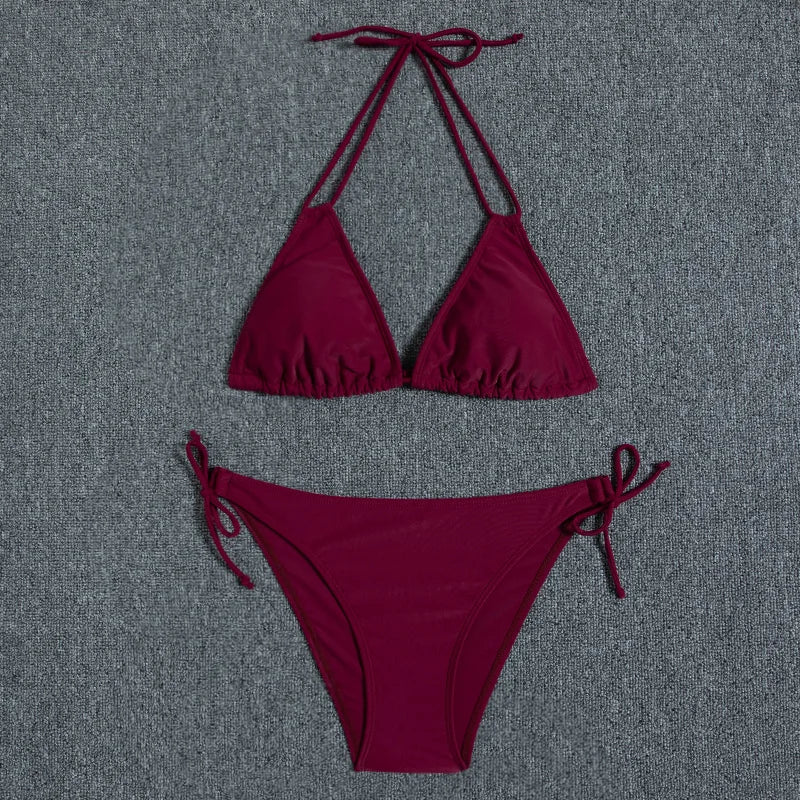 Bikini Women Swimsuit 2023 New Swimwear Sexy Lace Up Bikinis Set Backless Bathing Suit For Female Biquini Summer Two Piece Suits