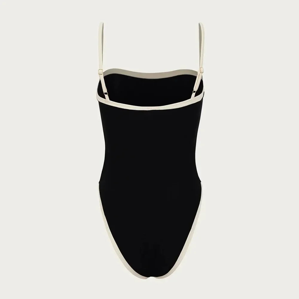 One Piece Swimsuit for Women Sexy Spaghetti Strap Bikini Fashion Black White Bathing Suit 2024 New Brazilian Biquini Beachwear