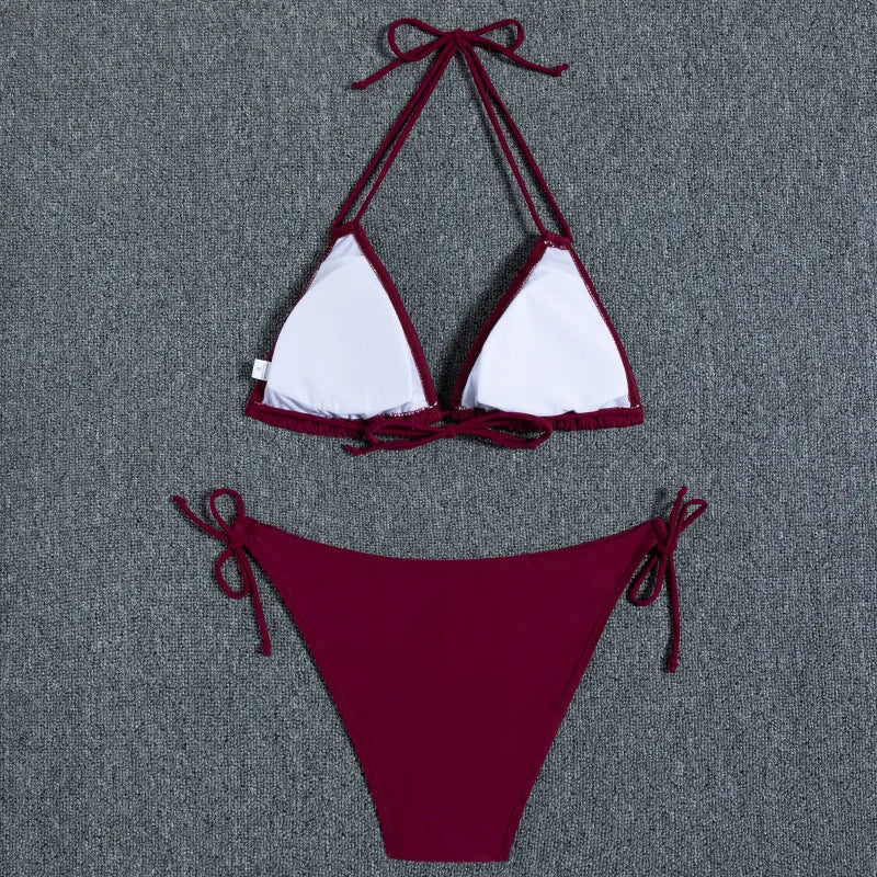 Bikini Women Swimsuit 2023 New Swimwear Sexy Lace Up Bikinis Set Backless Bathing Suit For Female Biquini Summer Two Piece Suits