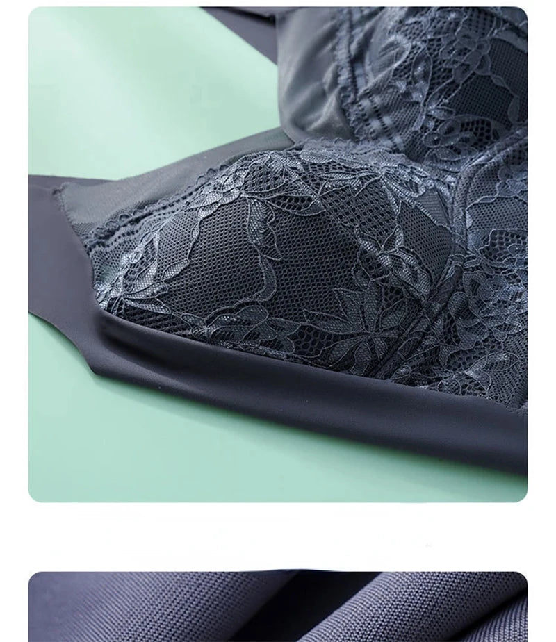 L-6L Women Large Bra Push Up Ice Silk Seamless upper Bralette Lace Wireless Summer Bras Plus Size Top Lingerie Underwear 15019