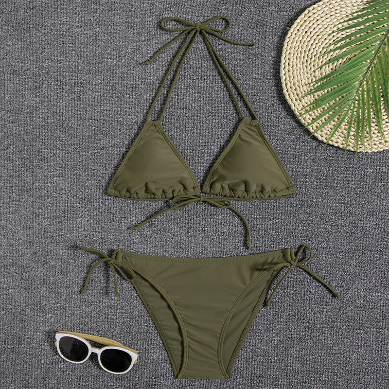 Bikini Women Swimsuit 2023 New Swimwear Sexy Lace Up Bikinis Set Backless Bathing Suit For Female Biquini Summer Two Piece Suits