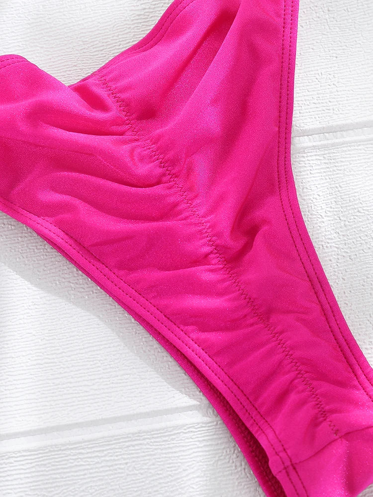 Miyouj Bandage Swimsuit 2024 Sexy Swimwear Women Solid Color Bikini Sets String Swimsuits Brazilian Beachwear Push Up Biquinis