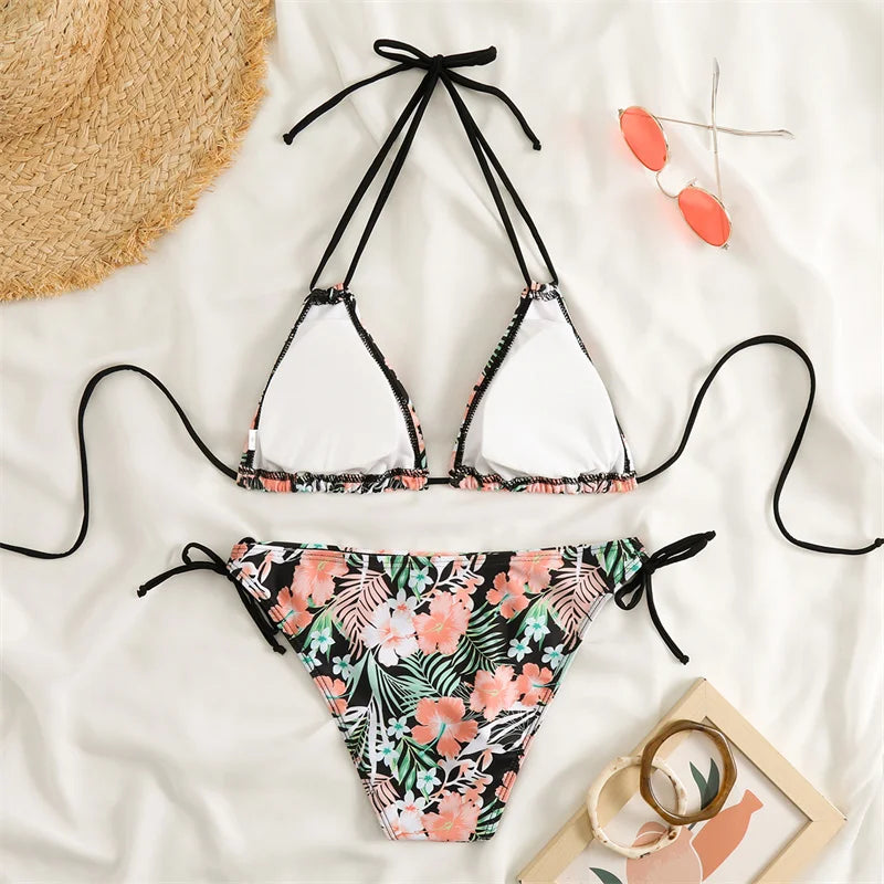 Bikini Women Swimsuit 2023 New Swimwear Sexy Lace Up Bikinis Set Backless Bathing Suit For Female Biquini Summer Two Piece Suits