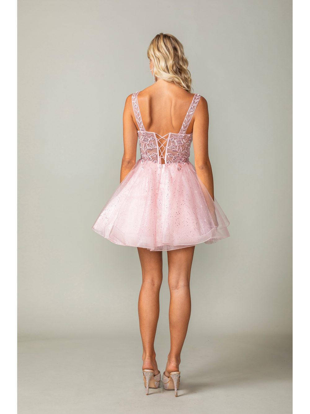 Sparkling A-line Cocktail Dress with Beaded Lace Bodice and Tulle Skirt Homecoming Dress