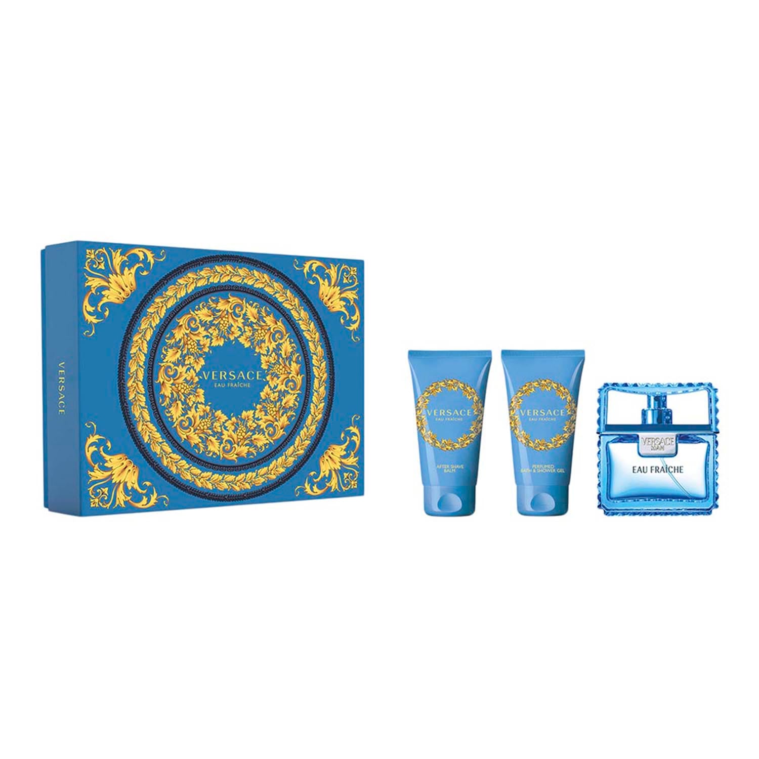 Versace Eau Fraiche Pour Homme Eau De Toilette 50ml Spray Gel De BaΓ±o 50ml Balsamo 50ml