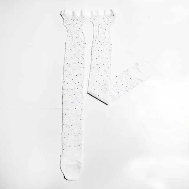 Women Tights Diamond Fishnet Tights Mesh Pantyhose Rhinestone Nylons Net Lady Stockings Open Crotch Tights Collant Hosiery