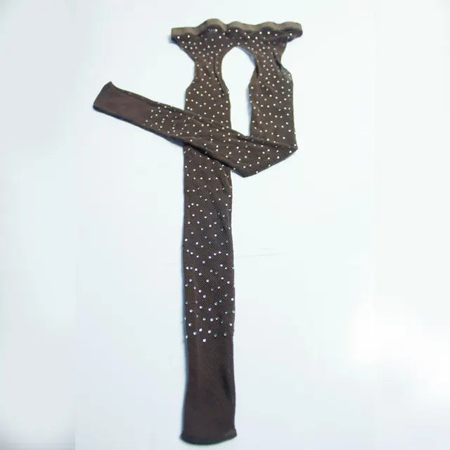 Women Tights Diamond Fishnet Tights Mesh Pantyhose Rhinestone Nylons Net Lady Stockings Open Crotch Tights Collant Hosiery