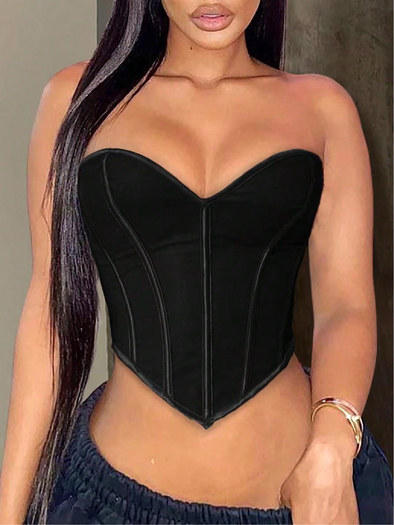 Heart Corset Top For Women, Sexy Concert Outfits Going Out, Strapless Crop Top
