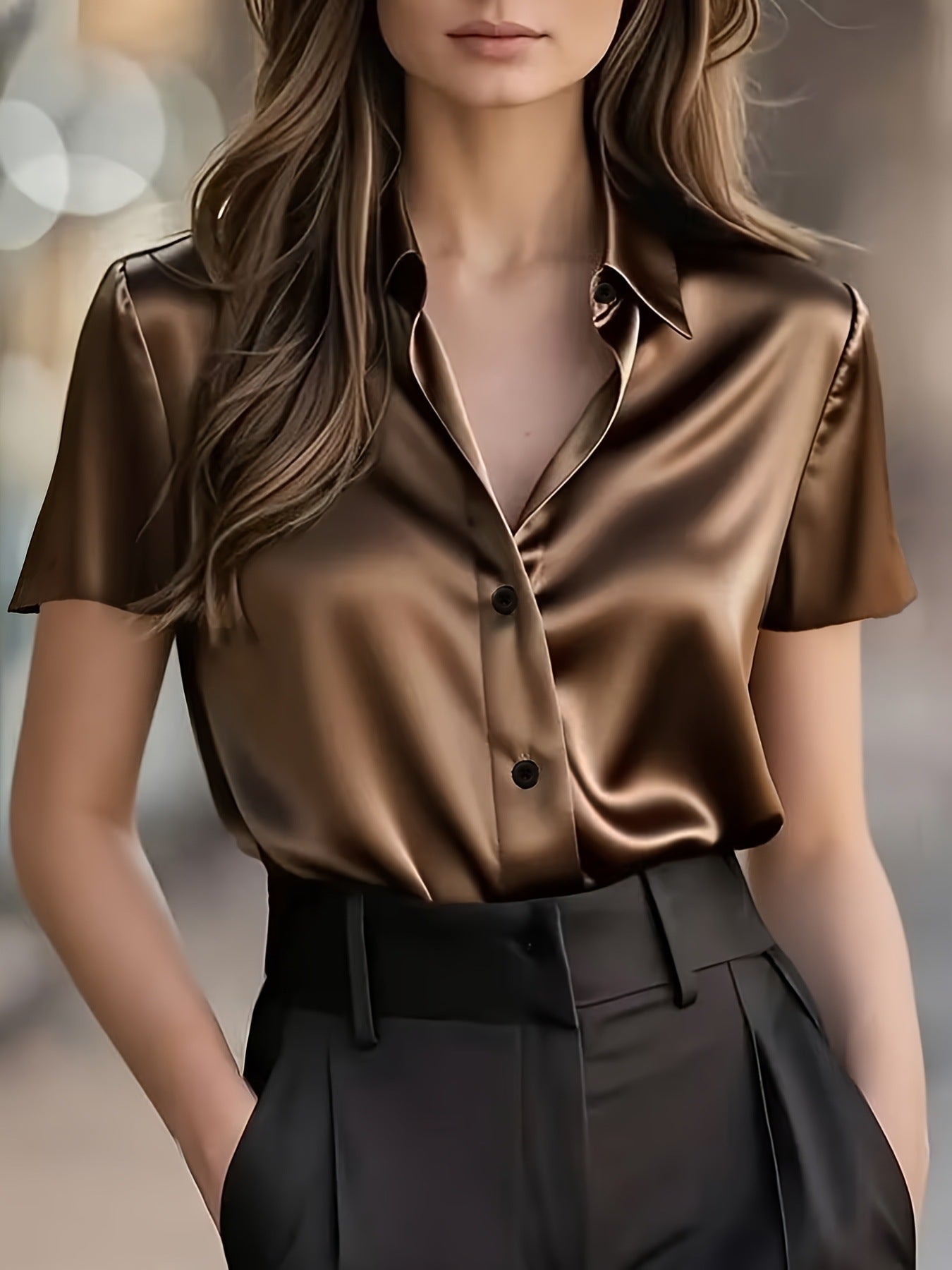 Commuter-style High-end Draping Professional Blouse Top