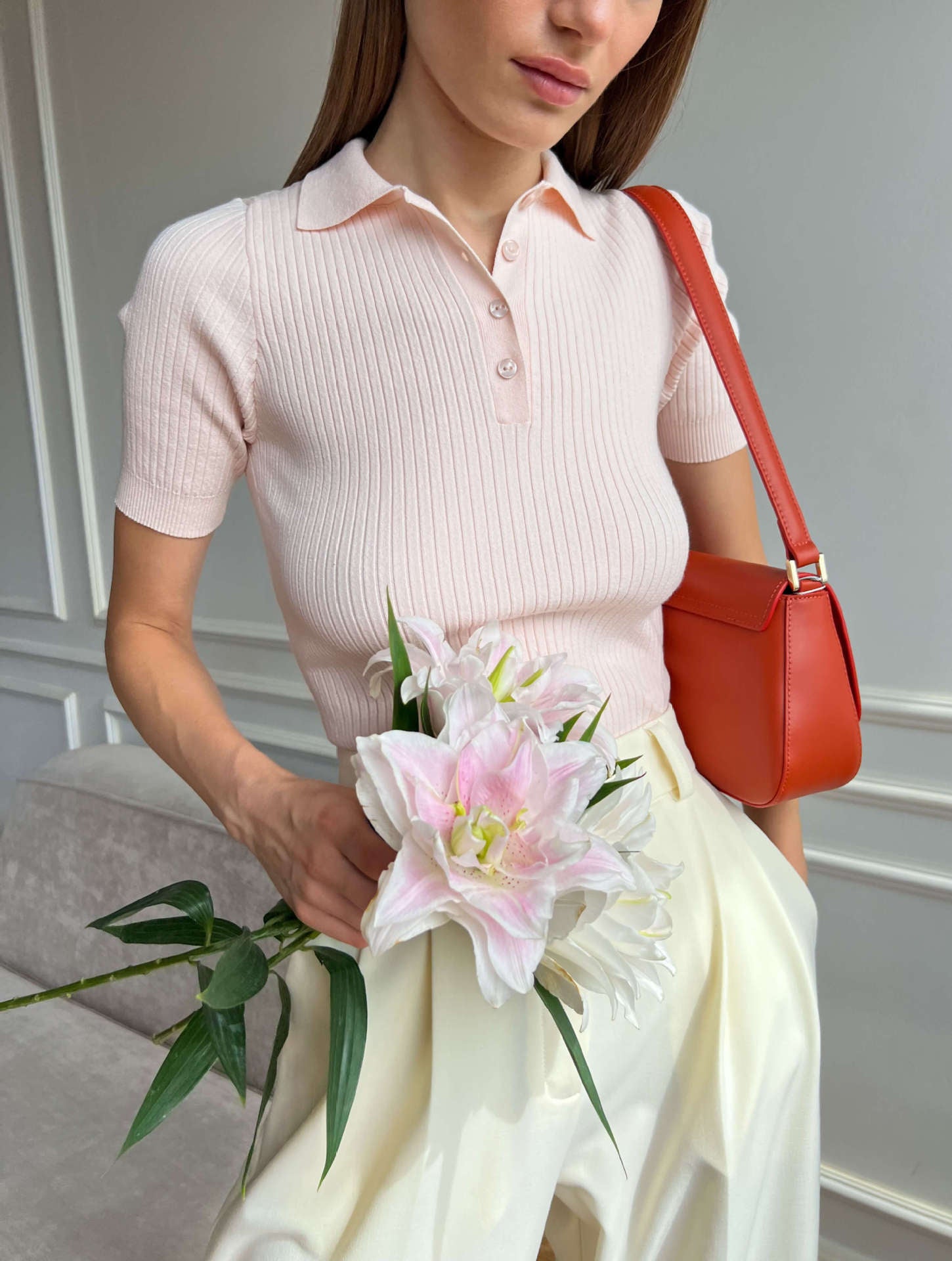 Knitwear Slim Fit Polo Collar Sweater With Short Sleeves