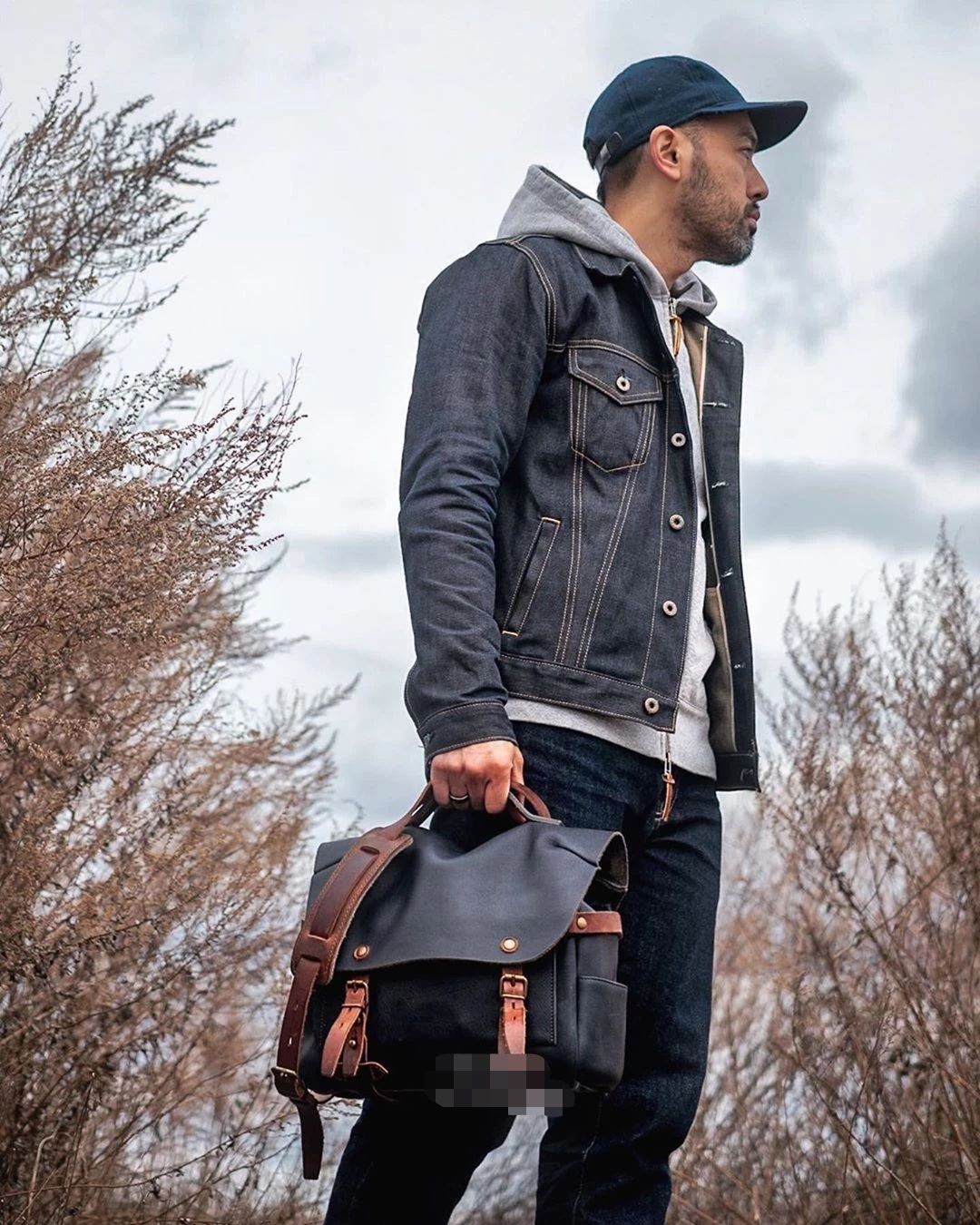 Vegetable Tanned French Messenger Oil Wax Leather Large Capacity Cambridge Bag