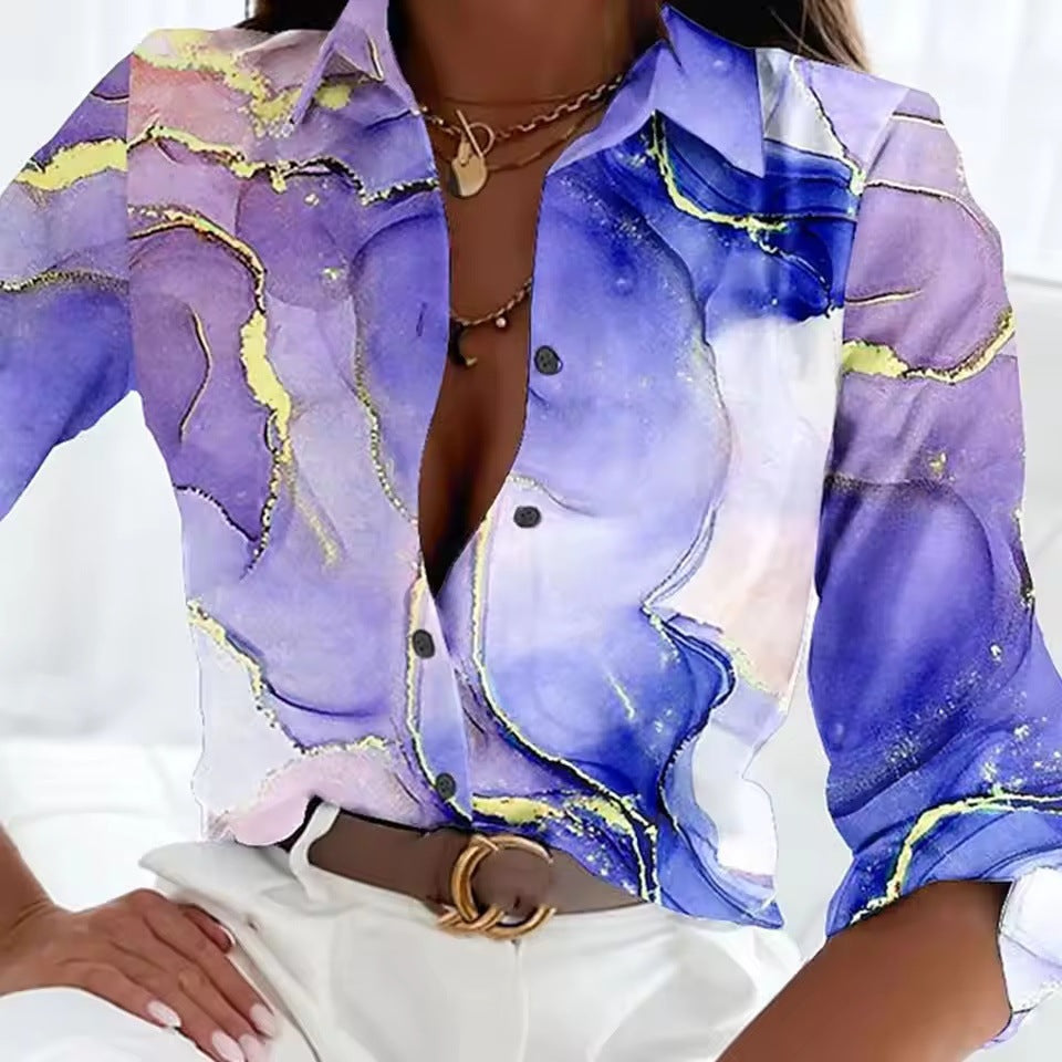 Elegant Women's Floral 3D Printed Shirt