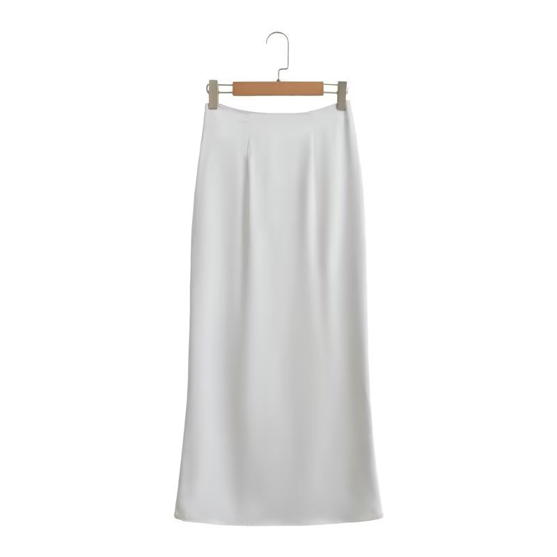 Women's New Silk Satin Short Sleeve Shirt Skirt Suit