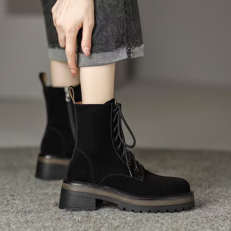Platform Height-increasing Ankle Boots Versatile Short Boots For Petite Women