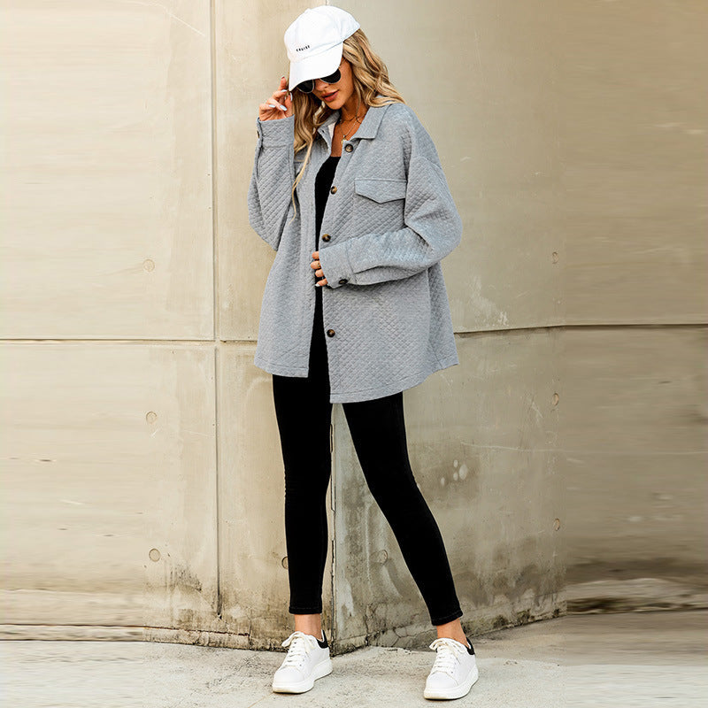 Retro Loose Slim Fit Plaid Long-sleeved Coat For Women